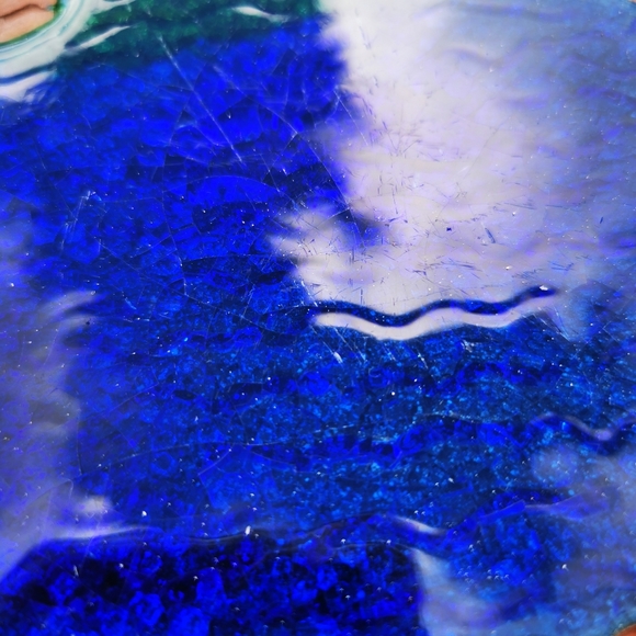 Red Clay Art Pottery Plate with Water Scene and Cat Tails / Bulrush - Picture 9 of 16